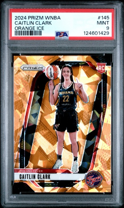 2024 WNBA Prizm Caitlin Clark Orange Ice #145, PSA 9 slab