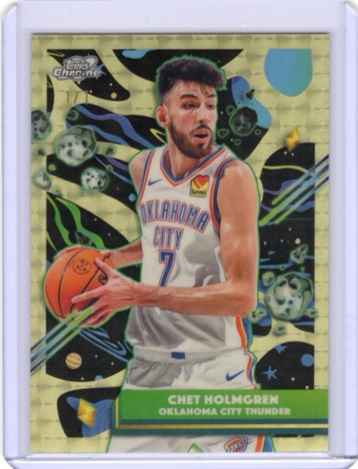 2025 Topps Cosmic Chrome Chet Holmgren Superfractor 1/1, raw in a card saver