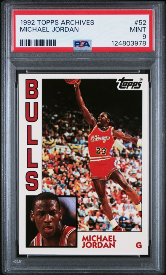 PSA 9 slab — 1992 Topps Archives Michael Jordan #52
